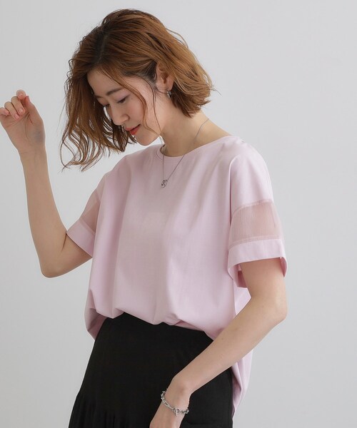 grove（グローブ）の「【UVカット・接触冷感】シアードッキングTシャツ（Tシャツ/カットソー・レディース・ライトブルー/ブラック/ピンク/オフホワイト・02/03/05/04/01）」の14枚目の写真