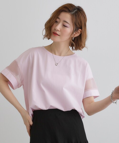 grove（グローブ）の「【UVカット・接触冷感】シアードッキングTシャツ（Tシャツ/カットソー・レディース・ライトブルー/ブラック/ピンク/オフホワイト・02/03/05/04/01）」の15枚目の写真