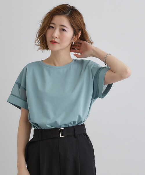 grove（グローブ）の「【UVカット・接触冷感】シアードッキングTシャツ（Tシャツ/カットソー・レディース・ライトブルー/ブラック/ピンク/オフホワイト・02/03/05/04/01）」の19枚目の写真