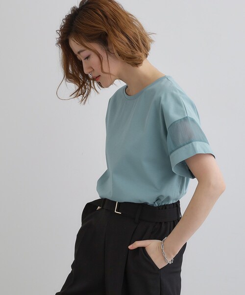 grove（グローブ）の「【UVカット・接触冷感】シアードッキングTシャツ（Tシャツ/カットソー・レディース・ライトブルー/ブラック/ピンク/オフホワイト・02/03/05/04/01）」の20枚目の写真