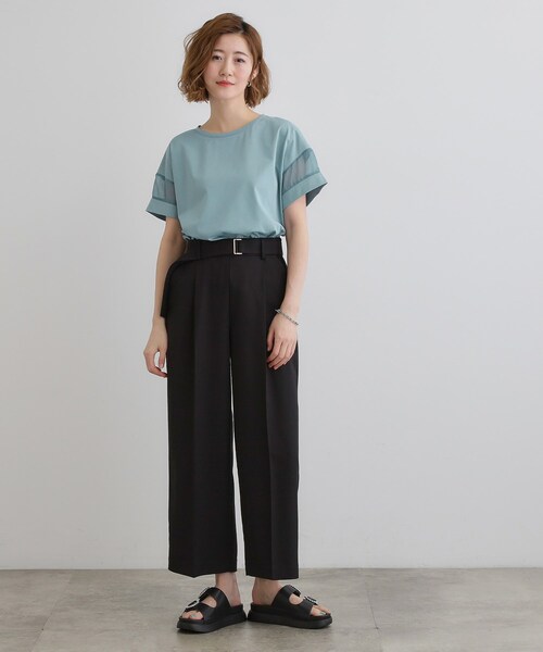 grove（グローブ）の「【UVカット・接触冷感】シアードッキングTシャツ（Tシャツ/カットソー・レディース・ライトブルー/ブラック/ピンク/オフホワイト・02/03/05/04/01）」の21枚目の写真