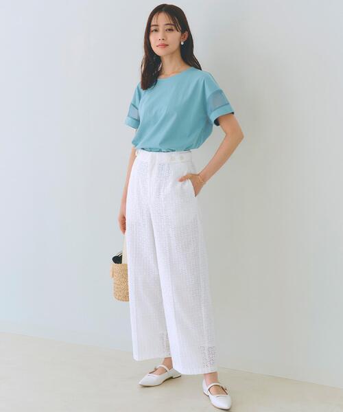 grove（グローブ）の「【UVカット・接触冷感】シアードッキングTシャツ（Tシャツ/カットソー・レディース・ライトブルー/ブラック/ピンク/オフホワイト・02/03/05/04/01）」の22枚目の写真