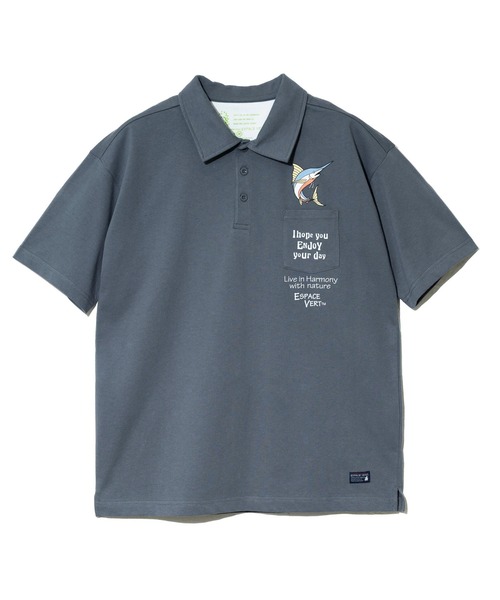 go slow caravan(ゴースローキャラバン)の「ESPACE VERT/エスパスヴェール カジキ S/S ポロシャツ ポケTEE(ポロシャツ・メンズ・グレー/ホワイト・MEDIUM/X-LARGE/LARGE)」の2枚目の写真