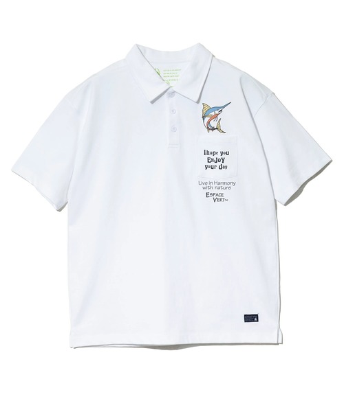 go slow caravan(ゴースローキャラバン)の「ESPACE VERT/エスパスヴェール カジキ S/S ポロシャツ ポケTEE(ポロシャツ・メンズ・グレー/ホワイト・MEDIUM/X-LARGE/LARGE)」の1枚目の写真