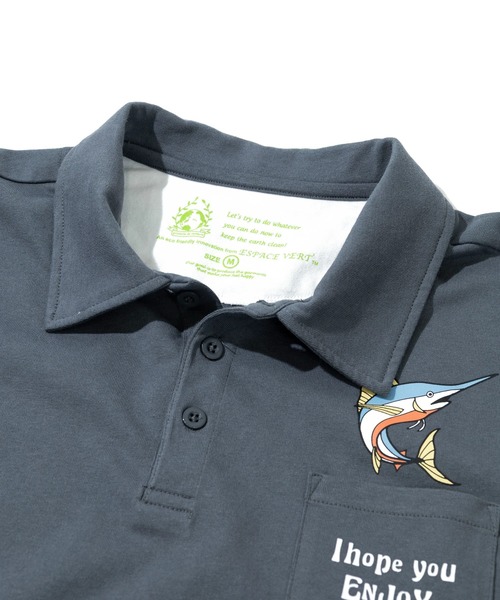 go slow caravan(ゴースローキャラバン)の「ESPACE VERT/エスパスヴェール カジキ S/S ポロシャツ ポケTEE(ポロシャツ・メンズ・グレー/ホワイト・MEDIUM/X-LARGE/LARGE)」の3枚目の写真