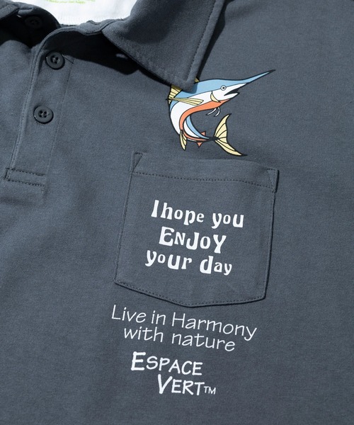 go slow caravan(ゴースローキャラバン)の「ESPACE VERT/エスパスヴェール カジキ S/S ポロシャツ ポケTEE(ポロシャツ・メンズ・グレー/ホワイト・MEDIUM/X-LARGE/LARGE)」の4枚目の写真
