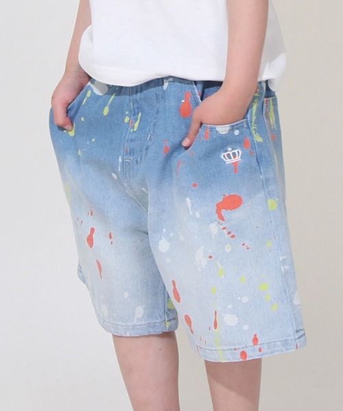ブルーデニム 星形ペイント リメイクハーフパンツ リメイクデニムハーフパンツ[品番：MKSW0063711]｜Ungrid（アン