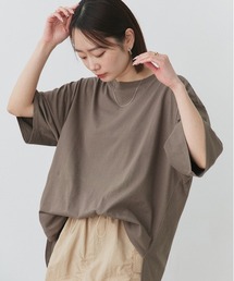 裾ラウンド ロングチュニック 半袖Tシャツ