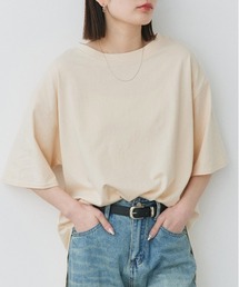 裾ラウンド ロングチュニック 半袖Tシャツ