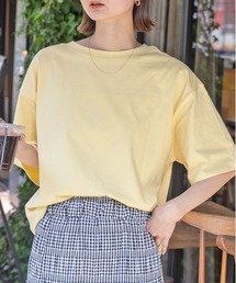 裾ラウンド ロングチュニック 半袖Tシャツ