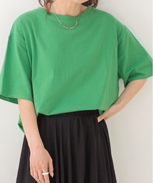 裾ラウンド ロングチュニック 半袖Tシャツ