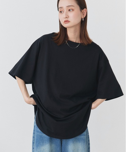 セール】裾ラウンド ロングチュニック 半袖Tシャツ（Tシャツ