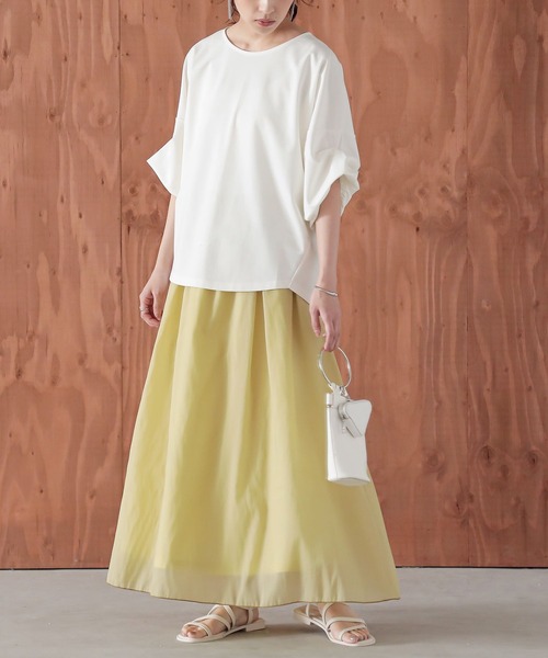 n'OrLABEL(ノアールレーベル)の「『オーガンジー裾メロースカート』(スカート・レディース・ライトグリーン/ブラウン/イエロー/ブラック・FREE)」の7枚目の写真