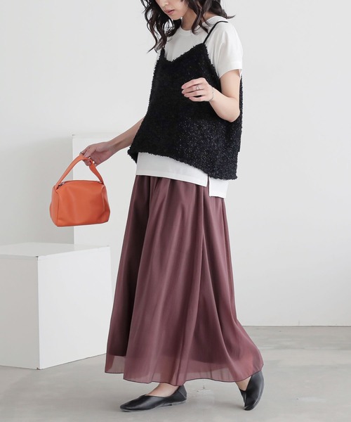 n'OrLABEL(ノアールレーベル)の「『オーガンジー裾メロースカート』(スカート・レディース・ライトグリーン/ブラウン/イエロー/ブラック・FREE)」の21枚目の写真