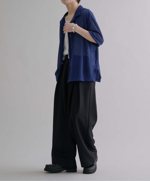 オープンカラーメッシュルーズ半袖シャツ（シャツ/ブラウス）｜epnok