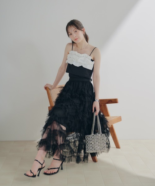 ECREL（エクレール）の「チュールティアードスカート（スカート・レディース・ブラック/ベージュ・FREE）」の17枚目の写真