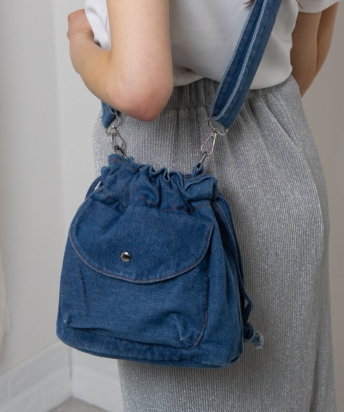 セール】デニム 巾着 サコッシュバッグ（ショルダーバッグ）｜pumpkin