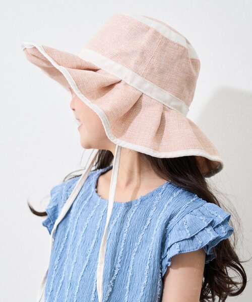 CIAOPANIC TYPY（チャオパニックティピー）の「【KIDS】【UV】たためるジュートフリルHAT（ハット・キッズ・ベージュ/ブラック/アイボリー・ONE SIZE）」の2枚目の写真