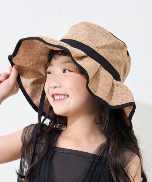 CIAOPANIC TYPY（チャオパニックティピー）の「【KIDS】【UV】たためるジュートフリルHAT（ハット・キッズ・ベージュ/ブラック/アイボリー・ONE SIZE）」の13枚目の写真