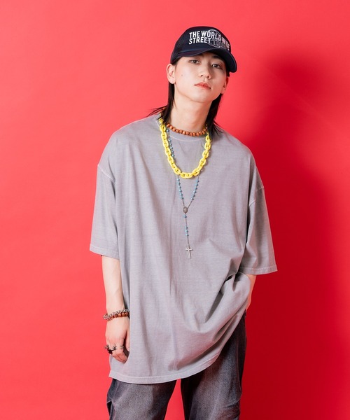 a.p.o.v.(エーピーオービー)の「a.p.o.v. ピグメントコットンオーバーサイズTシャツ(Tシャツ/カットソー・メンズ・チャコール/イエロー/グレー/ブルー/ピンク・ONESIZE)」の1枚目の写真