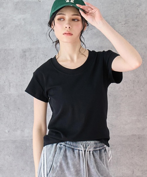 ANAP(アナップ)の「シンプルノーマルTシャツ(Tシャツ/カットソー・レディース・ネイビー/ブラウン/ホワイト/ブラック・FREE)」の10枚目の写真