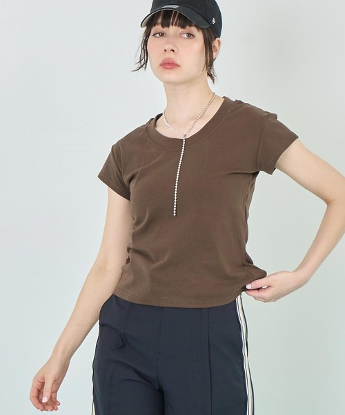 ANAP(アナップ)の「シンプルノーマルTシャツ(Tシャツ/カットソー・レディース・ネイビー/ブラウン/ホワイト/ブラック・FREE)」の16枚目の写真