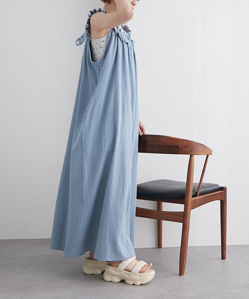 セール】【3色展開】ドロストフリルタンクワンピース