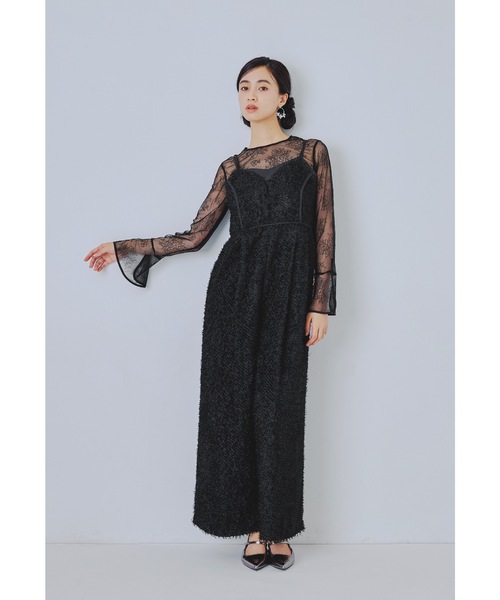 極美品 niana 二アナ ベルスリーブスリットドレス ノースリーブ サイズ