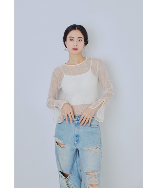 niana(ニアナ)の「ベルスリーブレーストップス スリットスリーブ 結婚式 パーティー オケージョン(Tシャツ/カットソー・レディース・ブラック/アイボリー・M/L)」の12枚目の写真