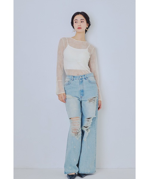 niana(ニアナ)の「ベルスリーブレーストップス スリットスリーブ 結婚式 パーティー オケージョン(Tシャツ/カットソー・レディース・ブラック/アイボリー・M/L)」の13枚目の写真