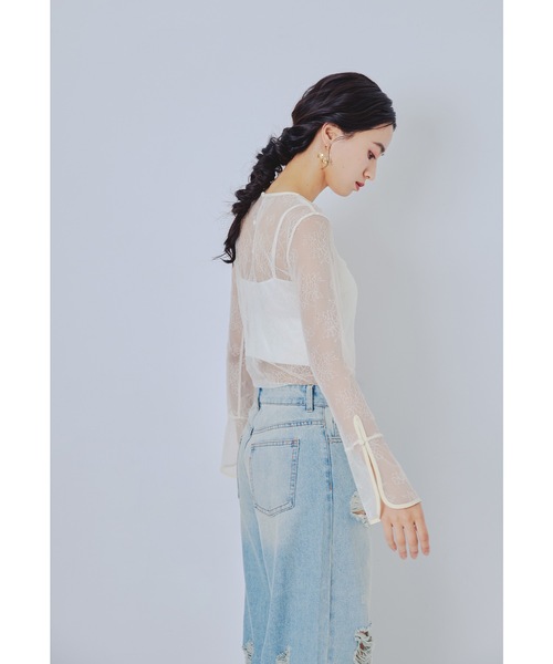 niana(ニアナ)の「ベルスリーブレーストップス スリットスリーブ 結婚式 パーティー オケージョン(Tシャツ/カットソー・レディース・ブラック/アイボリー・M/L)」の14枚目の写真