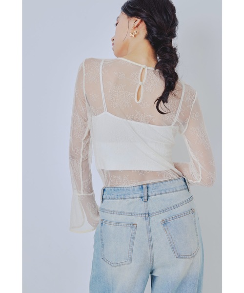 niana(ニアナ)の「ベルスリーブレーストップス スリットスリーブ 結婚式 パーティー オケージョン(Tシャツ/カットソー・レディース・ブラック/アイボリー・M/L)」の15枚目の写真