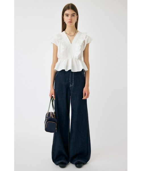 MOUSSY HW WIDE PAINT STRAIGHT ワイドデニムパンツ MOUSSY HW WIDE PAINT STRAIGHT WHT -ファッション通販 FASHION