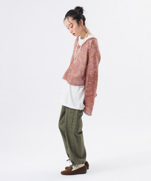 BEAMS BOY（ビームスボーイ）の「【2/5再値下げ】カスリ モヘア ベースボール（ニット/セーター・レディース・ライトイエロー/ブラック/パープル・ONE SIZE）」の4枚目の写真