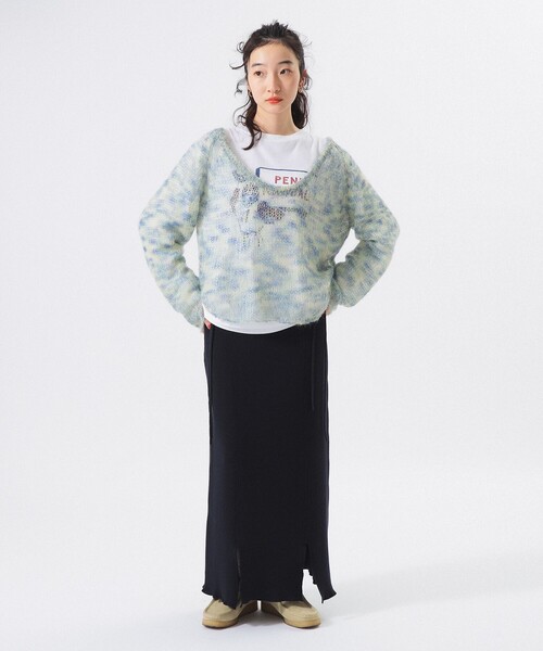 BEAMS BOY（ビームスボーイ）の「【2/5再値下げ】カスリ モヘア ベースボール（ニット/セーター・レディース・ライトイエロー/ブラック/パープル・ONE SIZE）」の12枚目の写真