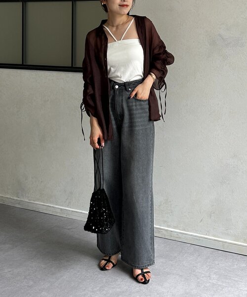 Thevon（ゼボン）の「ラメワッシャー袖シャーリングシアーシャツ（シャツ/ブラウス・レディース・ブラウン/ベージュ/アイボリー/サックスブルー・FREE）」の19枚目の写真