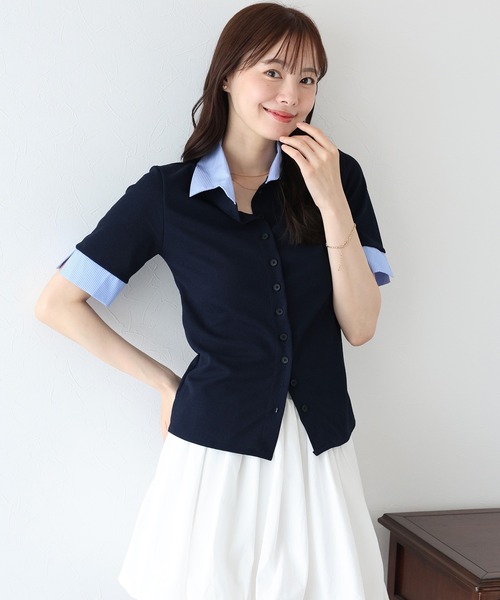 BLUEEAST（ブルーイースト）の「シャツドッキングカーディガン（カーディガン/ボレロ・レディース・ベージュ/ネイビー/ブラック・MEDIUM）」の16枚目の写真