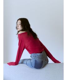 オフショルデザインシアーロングスリーブTee