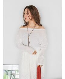 Ungrid | オフショルデザインシアーロングスリーブTee(Tシャツ/カットソー)