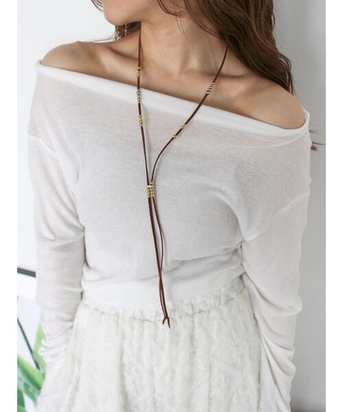 Ungrid（アングリッド）の「オフショルデザインシアーロングスリーブTee（Tシャツ/カットソー・レディース・ブラック/オフホワイト/レッド/その他1・FREE）」の15枚目の写真