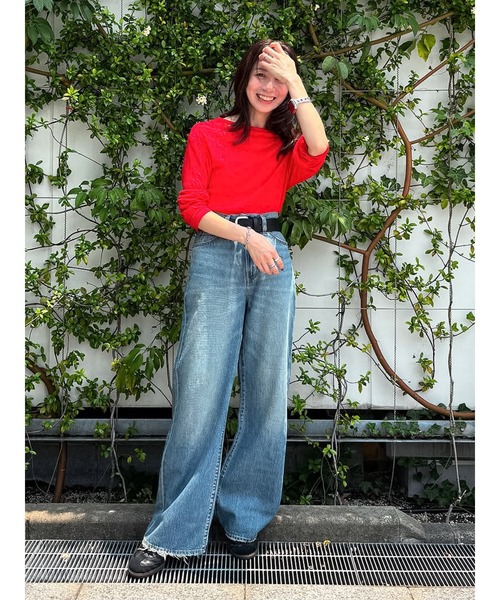 Ungrid（アングリッド）の「オフショルデザインシアーロングスリーブTee（Tシャツ/カットソー・レディース・ブラック/オフホワイト/レッド/その他1・FREE）」の7枚目の写真