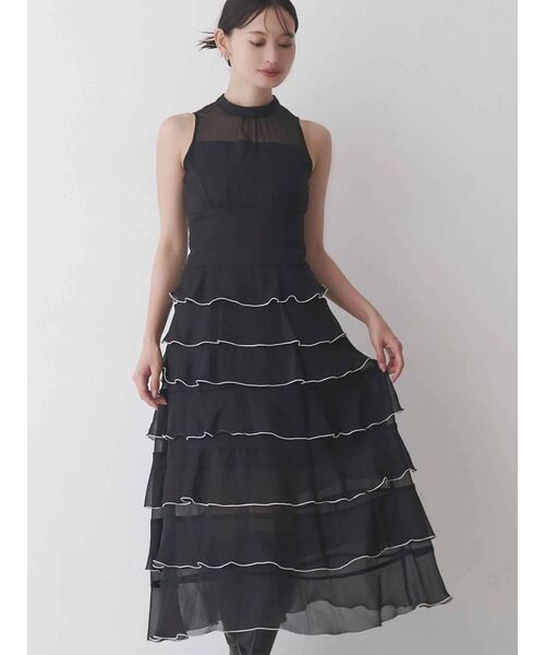 MERCURYDUO（マーキュリーデュオ）の「シフォンティアードワンピース（ワンピース・レディース・その他1/ブラック・SMALL/MEDIUM）」の3枚目の写真