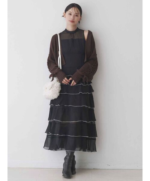 MERCURYDUO（マーキュリーデュオ）の「シフォンティアードワンピース（ワンピース・レディース・その他1/ブラック・SMALL/MEDIUM）」の4枚目の写真