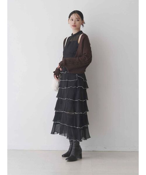 MERCURYDUO（マーキュリーデュオ）の「シフォンティアードワンピース（ワンピース・レディース・その他1/ブラック・SMALL/MEDIUM）」の5枚目の写真