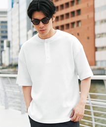 jiggys shop | ワッフルサーマル ヘンリーネック 半袖Tシャツ カットソー(Tシャツ/カットソー)
