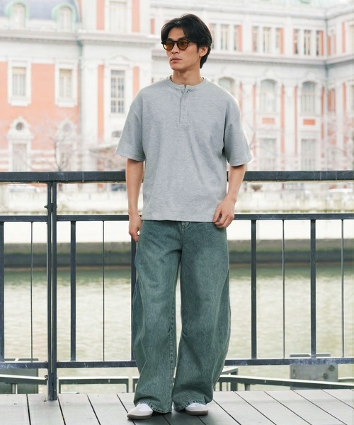 jiggys shop(ジギーズショップ)の「ワッフルサーマル ヘンリーネック 半袖Tシャツ カットソー(Tシャツ/カットソー・メンズ・ホワイト/ブラック/グレー/アイボリー・MEDIUM/LARGE/X-LARGE)」の15枚目の写真