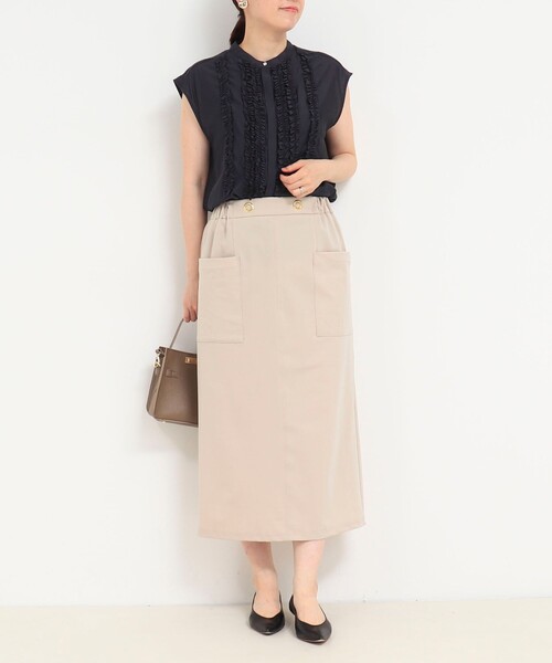 MICO COULIER（ミコクリエ）の「CICA配合サークルストレッチスカート（スカート・レディース・ベージュ/ブラック・36/38）」の9枚目の写真