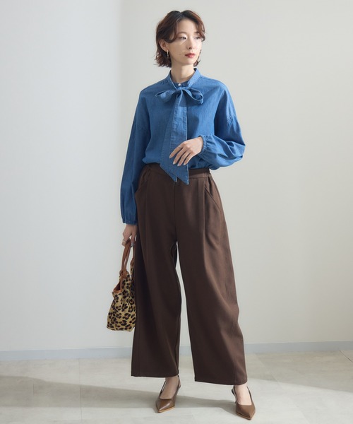 Paradise Picnic(パラダイスピクニック)の「Dignite Collier ライトデニムボウタイブラウス(シャツ/ブラウス・レディース・ネイビー/ブルー・FREE)」の22枚目の写真