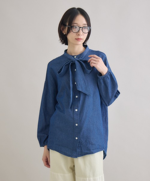 Paradise Picnic(パラダイスピクニック)の「Dignite Collier ライトデニムボウタイブラウス(シャツ/ブラウス・レディース・ネイビー/ブルー・FREE)」の9枚目の写真