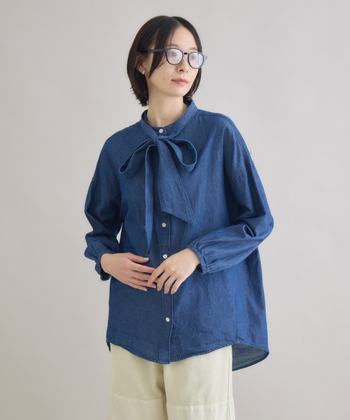 Paradise Picnic(パラダイスピクニック)の「Dignite Collier ライトデニムボウタイブラウス(シャツ/ブラウス・レディース・ネイビー/ブルー・FREE)」の10枚目の写真